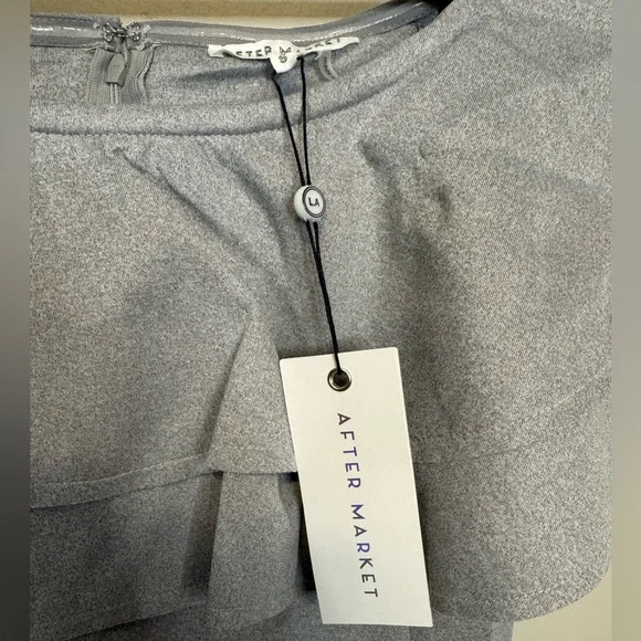 Anthropologie: After Market Off Shoulder Ruffle Grey Mini Dress Small - Picture 3 of 6